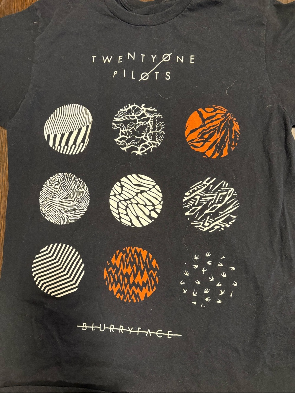 Twenty One Pilots Black Tee with White & Orange Blurryface Circles